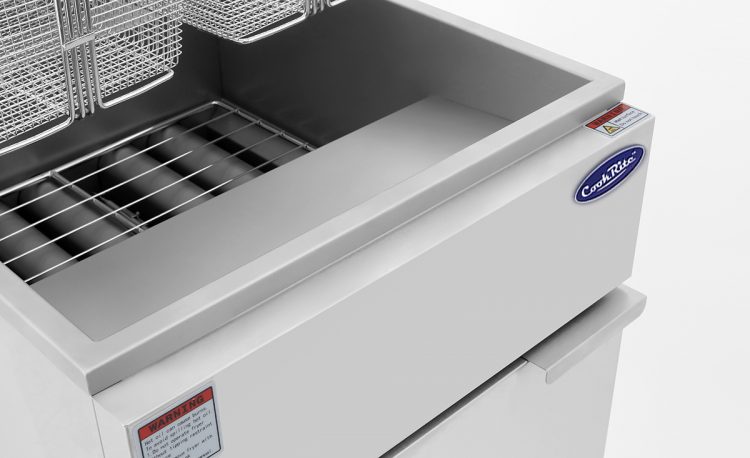 A close angled view of CookRite's 75 LB Deep Fryer