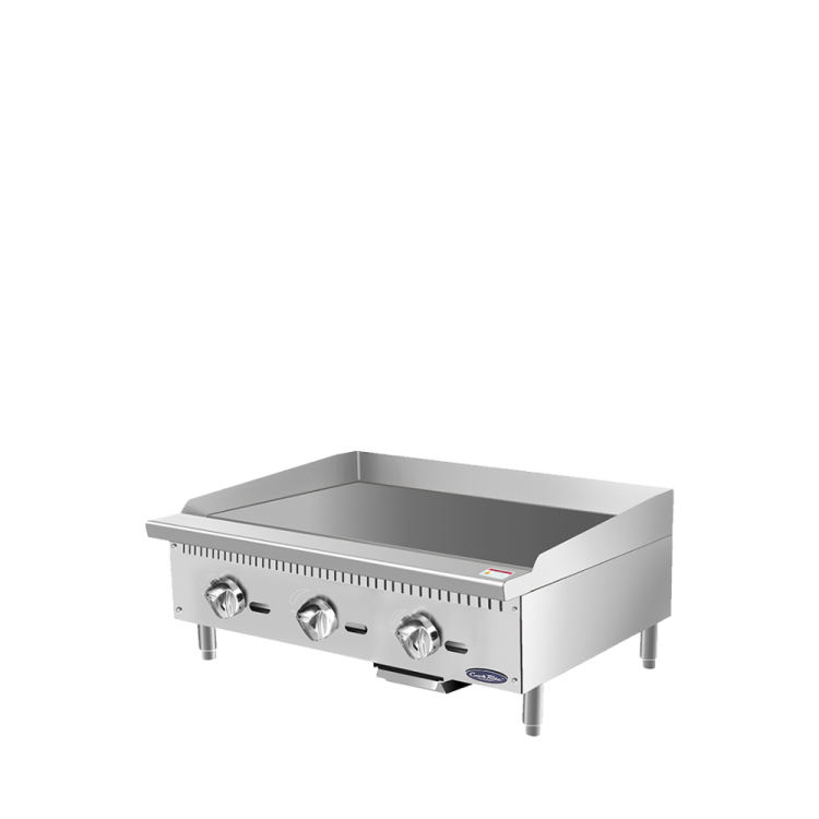 Side view of Cookrite's 36 inch manual griddle