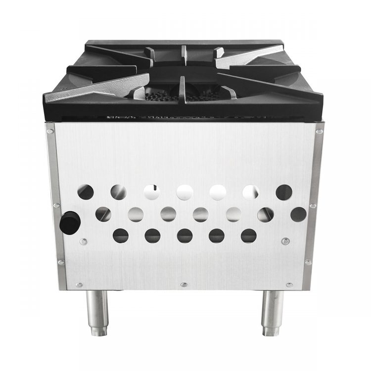 A rear view of CookRite's Single Stock Pot Stove, Low Height