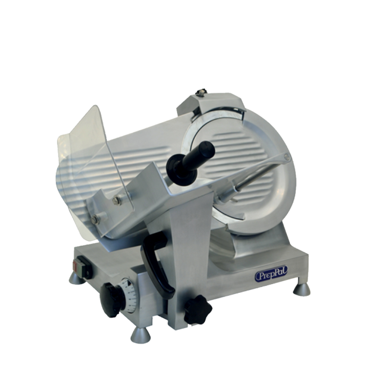 A left side view of PrepPal's compact manual slicer