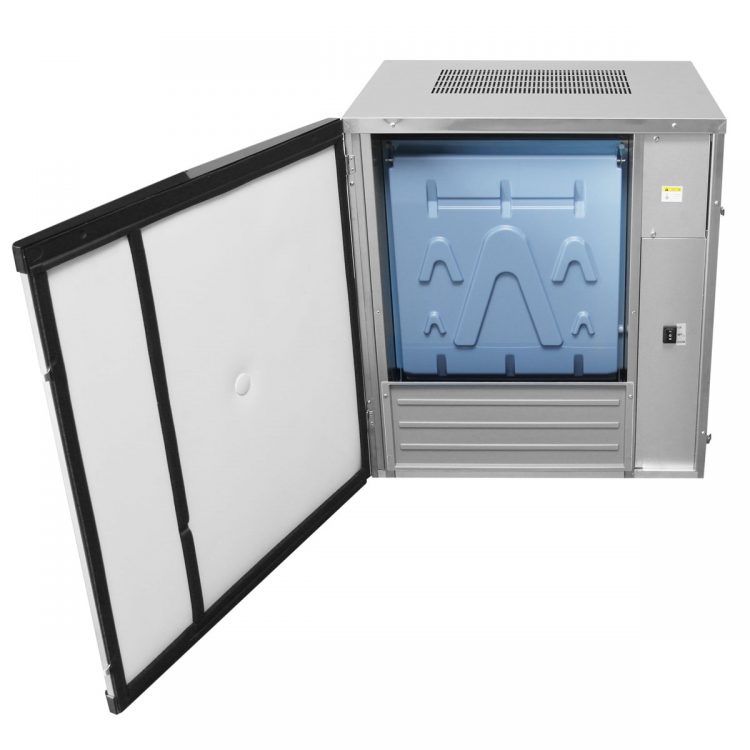 A rear view of Atosa's Modular Ice Maker (800 LB / 24 HR) with the door open