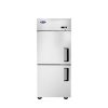 A front view of Atosa's top mount refrigerator with half door