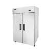 A right side view of Atosa's upright freezer top mount with 2 doors