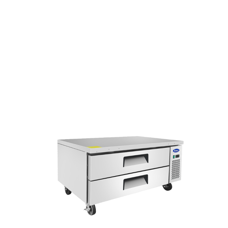 An angled view of Atosa's 48" Refrigerated Chef Base