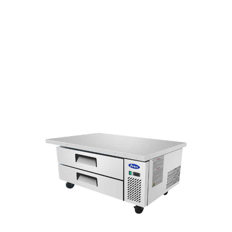 An angled view of Atosa's 52" Refrigerated Chef Base