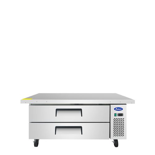 A front view of Atosa's 60" Refrigerated Chef Base, Extended Top