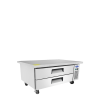 An angled view of Atosa's 60" Refrigerated Chef Base, Extended Top