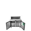 A front view of Atosa's 48" Refrigerated Standard Top Sandwich Prep. Table with the all doors open
