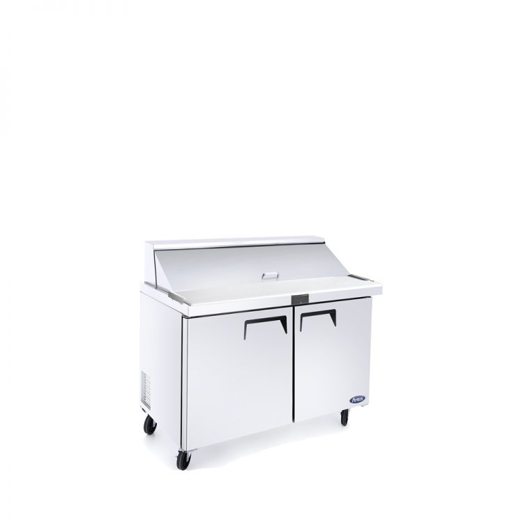 A left side view of Atosa's refrigerated mega top sandwich prep table