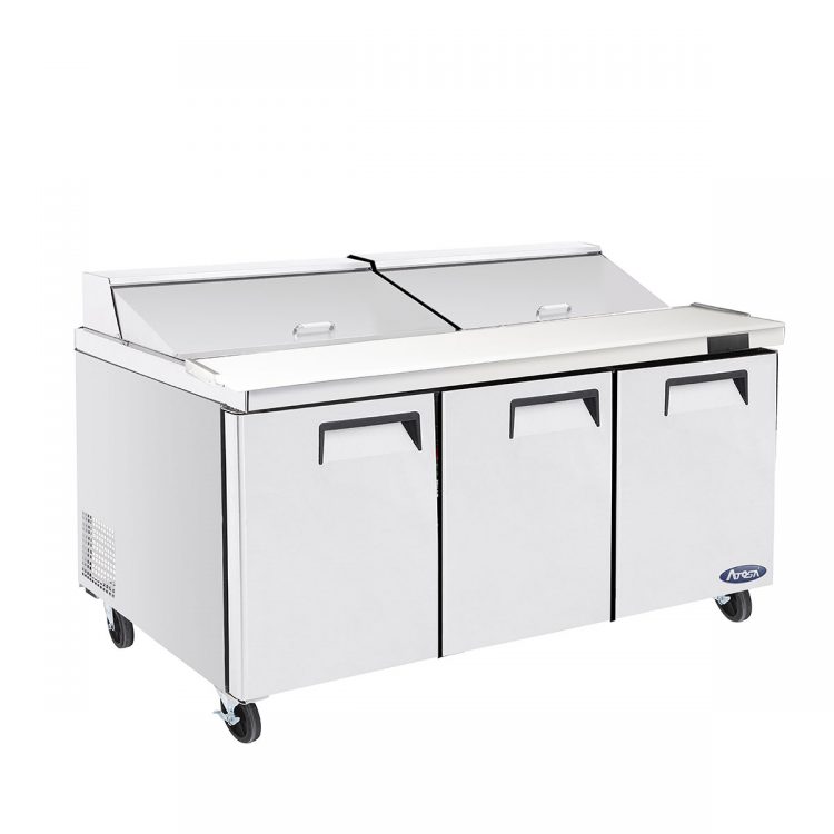 A front view of Atosa's 72" Refrigerated Mega Top Sandwich Prep. Table