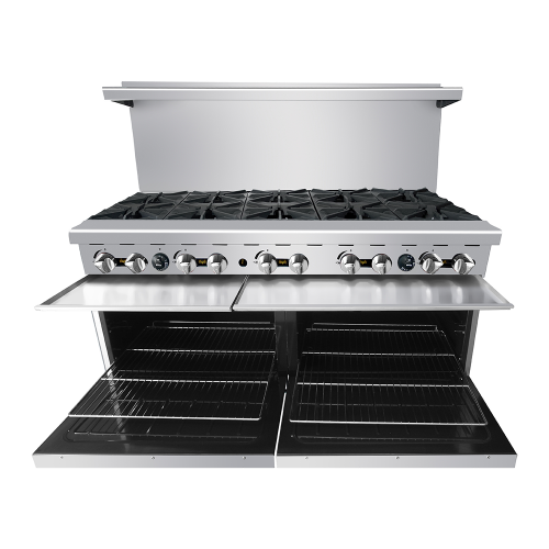 A front view of CookRite's 60" Gas Range with Ten (10) Open Burners