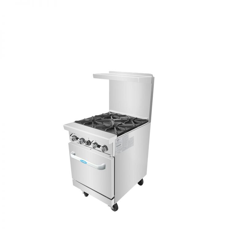 A side view of CookRite's 24" inch gas range with 4 burners